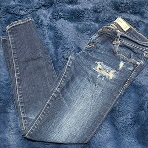 Abercrombie & Fitch Blue Distressed Skinny Jeans